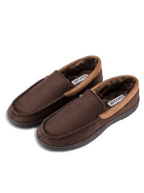 Haggar Men's Dark Brown Memory Foam Loafer Slippers Size 11-12 XL New